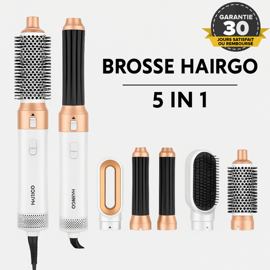 Brosse Multi-tâche 5en1, La coiffure pro à la maison, Séchage, Lissage & Boucles en un seul geste